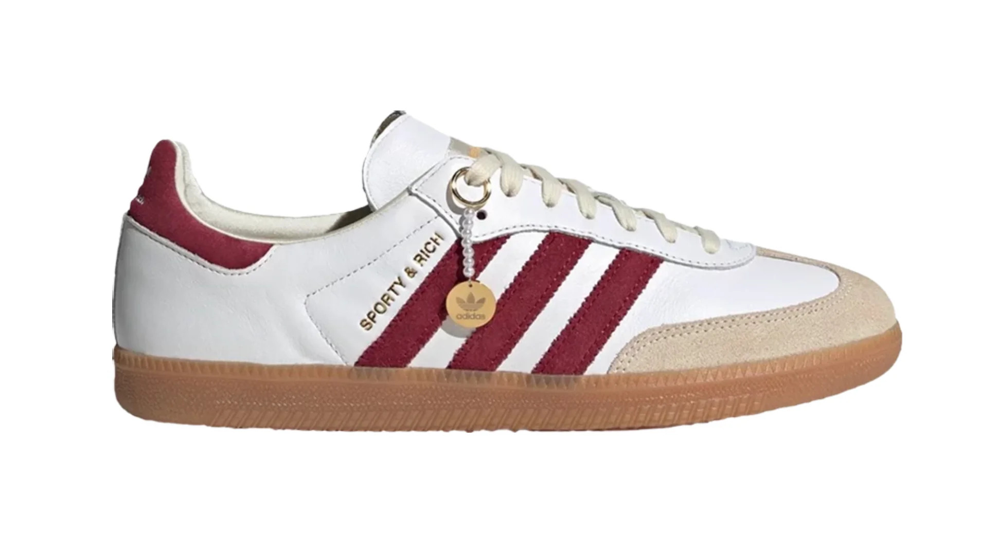 SPORTY & RICH X ADIDAS SAMBA WHITE BURGUNDY | The Edit LDN