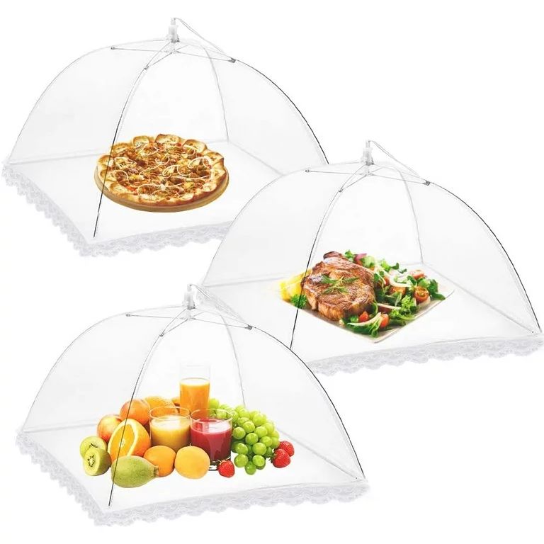 3 Pack Food Covers 14 Inch Pop-Up Encrypted Mesh Plate Serving Tents, Fine Net Screen Umbrella fo... | Walmart (US)