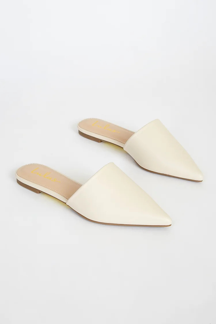 Lorena Off White Pointed Toe Slides | Lulus (US)