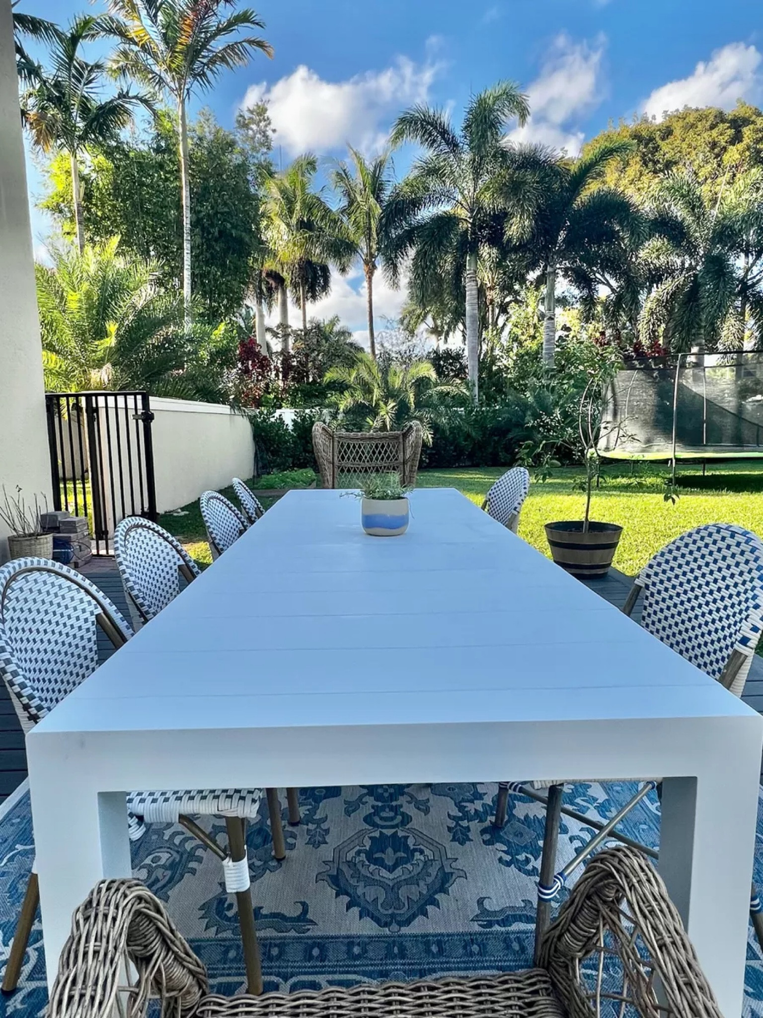 10’ long table, seats 10. It extends with a leaf, if you don’t need it this big. Outdoor table. Outdoor furniture. Patio set. Bistro. Coastal. Serena and lily style. Coastal home

#LTKHome #LTKStyleTip #LTKParties