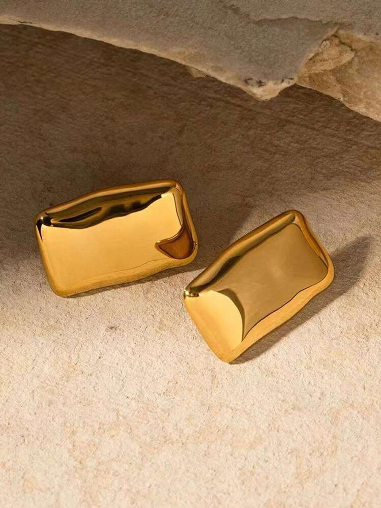 1pair Simple & Fashionable European & American Style Asymmetrical Rectangle Shaped Earrings For W... | SHEIN