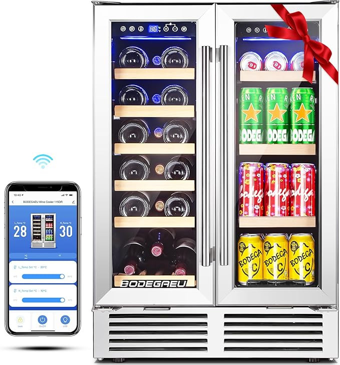 BODEGA 24 Inch Wine and Beverage Refrigerator, 2 Door Commercial Back Bar Cooler, Dual Zone Wine ... | Amazon (US)