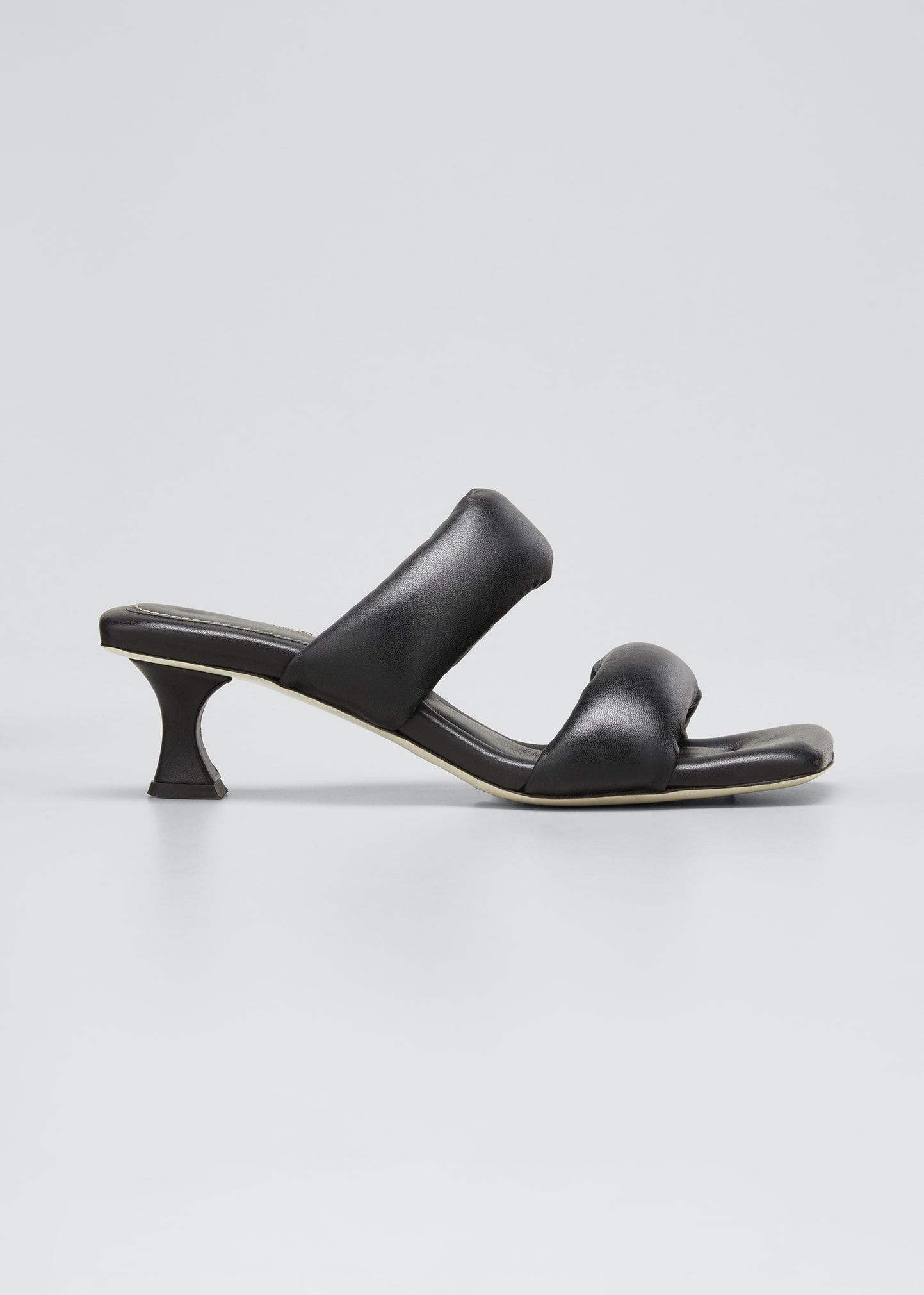 Cecil Puffy Kitten-Heel Slide Sandals, Black | Bergdorf Goodman
