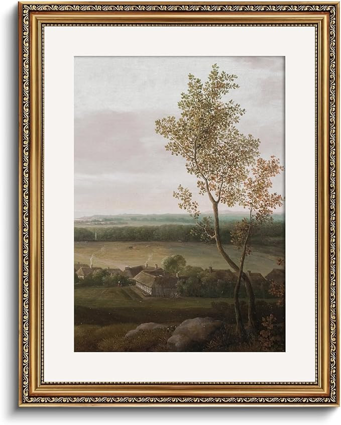 InSimSea Retro Gold Framed Wall Art, Home Room Rural Scenery Vintage Wall Decor, Canvas Print Art... | Amazon (US)