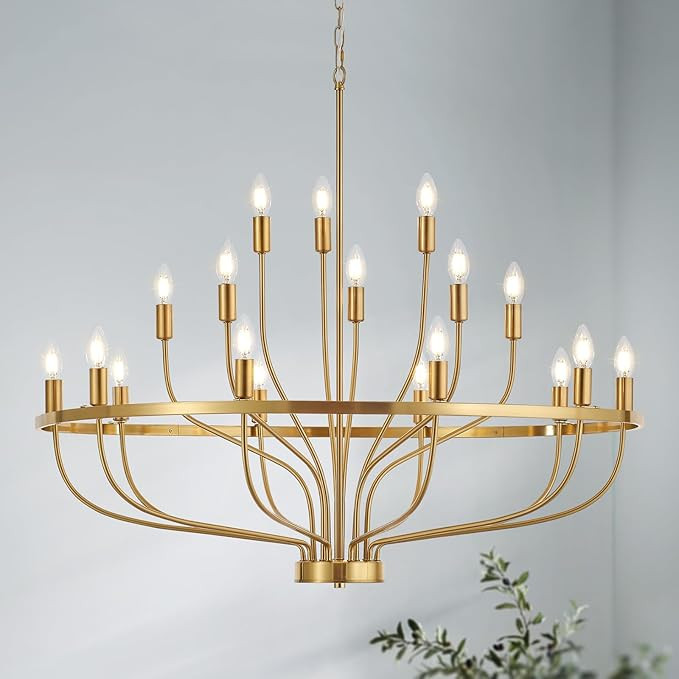Modern 39.4“ Gold Chandelier Vintage 18-Lights Mid Century Modern Candle Style Chandelier Light... | Amazon (US)