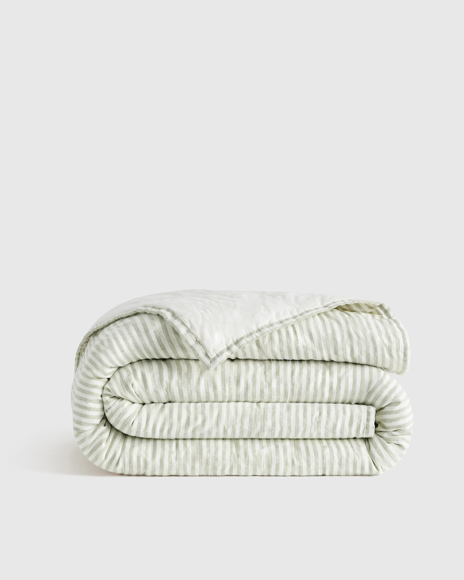 Quince | European Linen Stripe Euro Sham in Terracotta/White Stripe | Quince