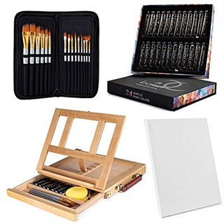 Premium Acrylic Paint Set with Paint Brush Set with Tabletop Easel And Stretch Canvas 11x14 | Mic... | Michaels Stores