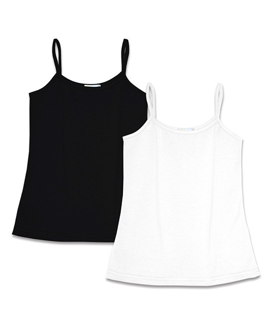 Basics by Sunshine Swing Girls' Tank Tops - Black & White Camisole Set - Girls | Zulily