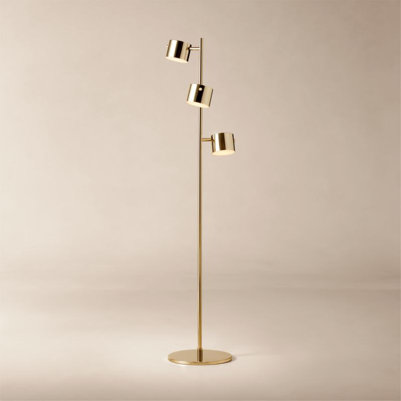 Convene Articulating Champagne Metal Trio Floor Lamp + Reviews | CB2 | CB2