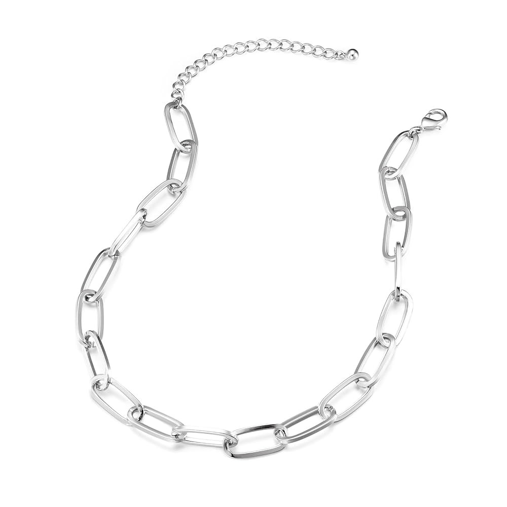 LANE WOODS Gold Chain Necklace and Bracelet for Women Ladies Dainty and Chunky Chain Link Papercl... | Amazon (US)