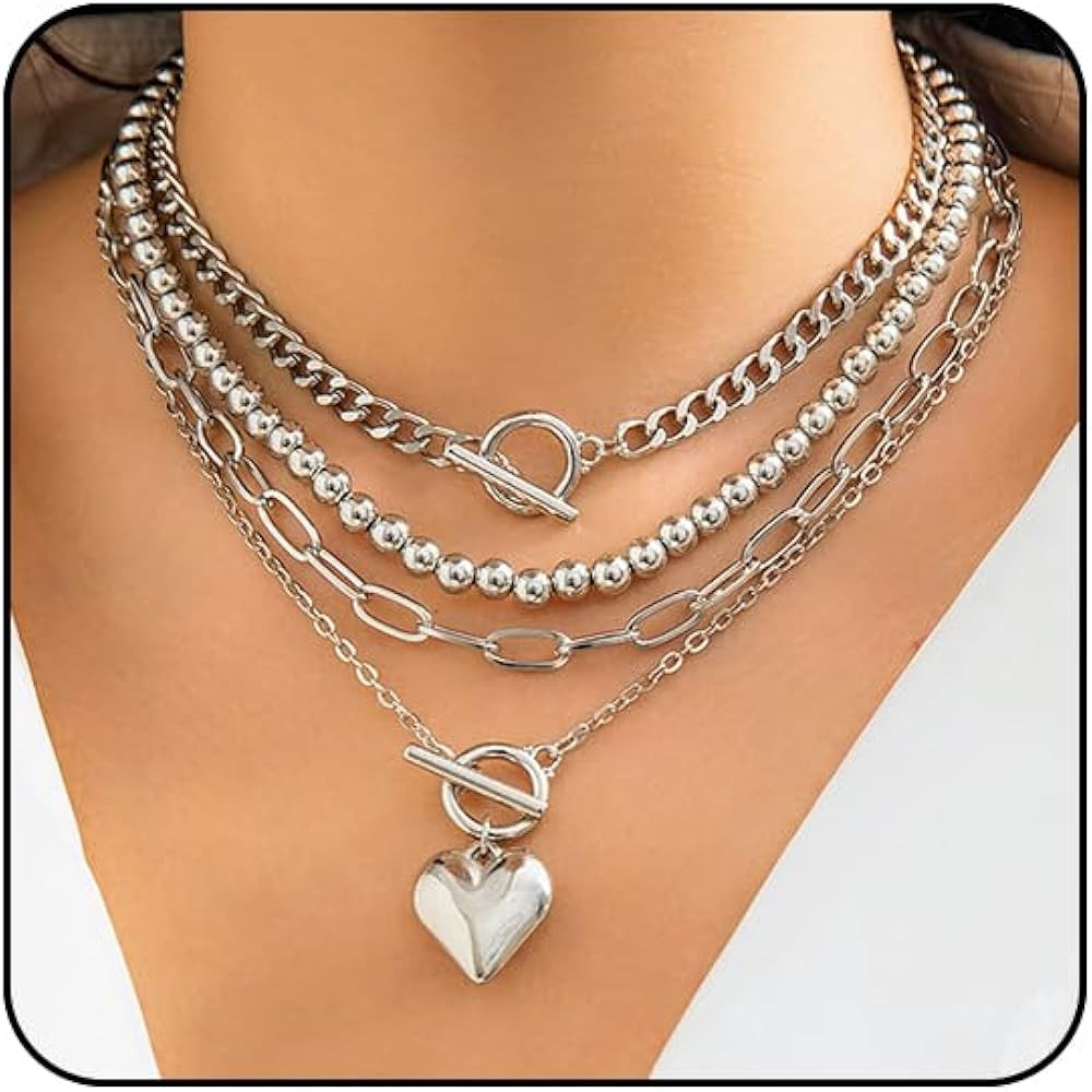 Otxas Layered Gold Necklace for Women Non Tarnish Chunky Gold Necklace Stack for Women Paperclip ... | Amazon (US)