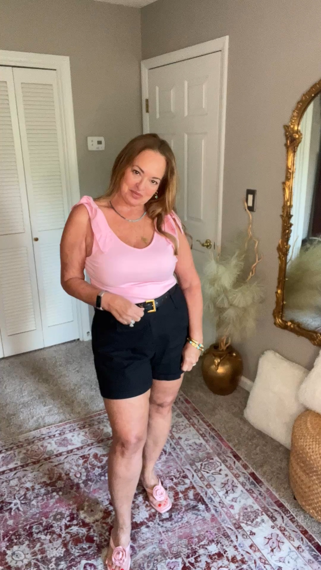 Beautiful bow detail on the shoulders of this v neck tank top! Super southern feminine. It will definitely elevate your look.

#LTKgrwm #LTKMothersDay #LTKootd