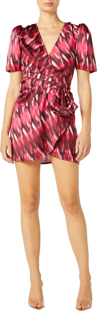 MISA Los Angeles Amina Ikat Print Gathered Faux Wrap Minidress | Nordstrom | Nordstrom