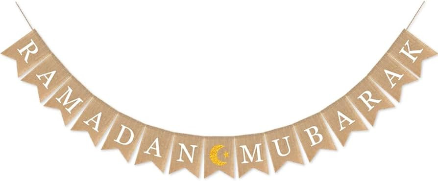 Burlap Ramadan Banner - Rectangular, Brown, Beige - 78 Inches | Amazon (US)