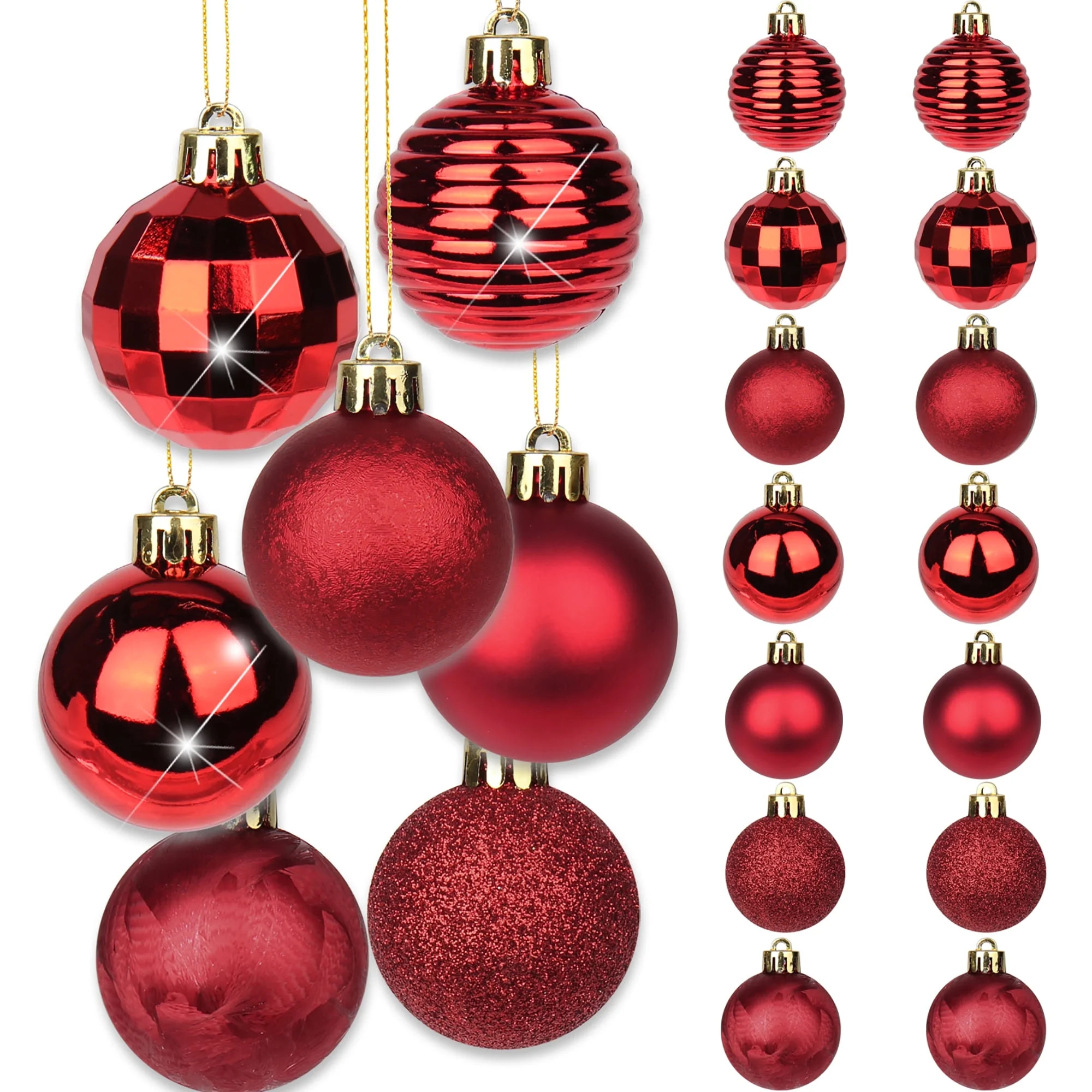 1.57" Christmas Ball Ornaments 42 Pcs Christmas Tree Decorations Set Shatterproof Small Red with ... | Walmart (US)