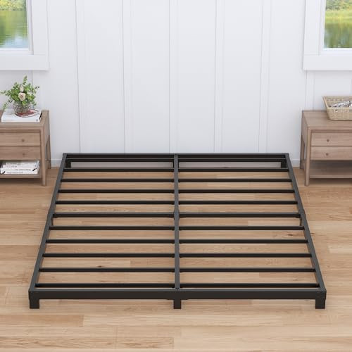Nailsong 4 Inch Bed Frame Full Low Profile, Full Size Metal Bed Frame No Box Spring Needed, Heavy Duty Metal, Easy Assembly, Black | Amazon (US)