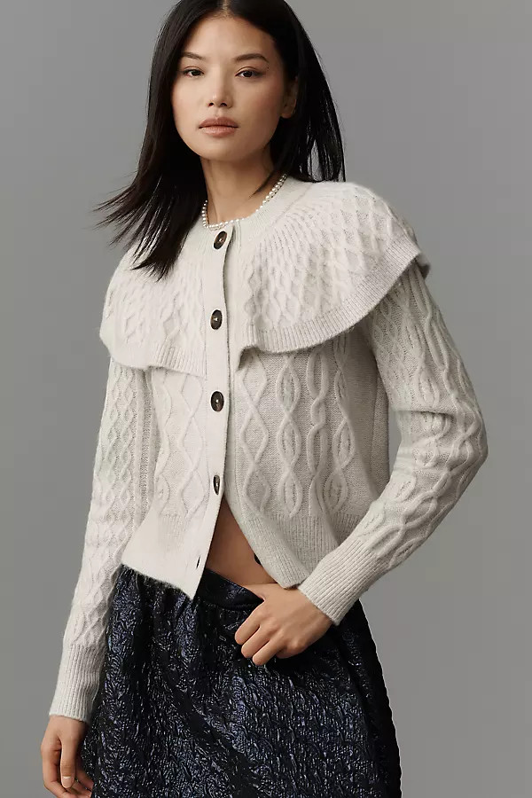 Design History Cable-Knit Cape Cardigan Sweater | Anthropologie (US)
