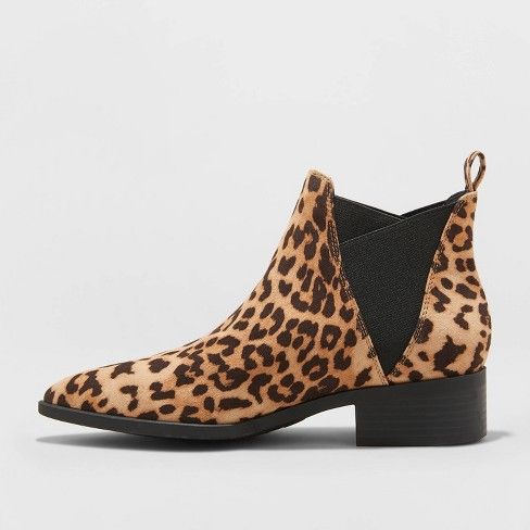 Women's Krista Microsuede Pointed Leopard Chelsea Bootie - A New Day™ | Target