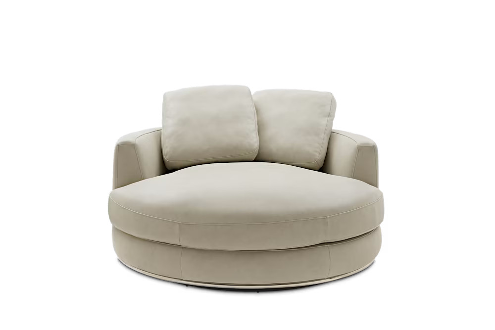 Hamilton Leather Round Swivel 1.5 Seater Armchair | Castlery | Castlery US