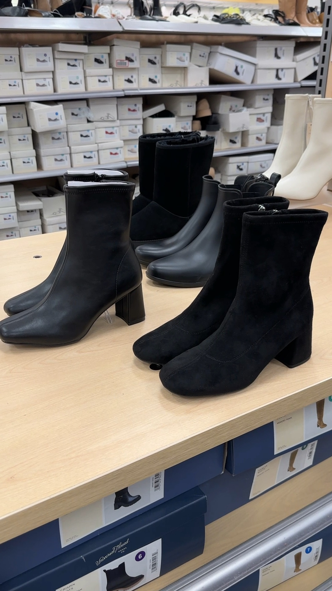 Sale on boots at target for Black Friday, kids too . 

The first two are look for less options to black suede boots I shared recently 

• pippa boot is a stretch faux leather with slim shaft for easy tucking into pant leg openings. Feels TTS, i would need a 5/5.5 which I didn’t find in store 

• Dolly boot on sale. This is a stretch shaft faux suede bootie with a more squared toe and block heel , feels comfortable but I did not find my size 5/5.5

•the ugg style shearling bootie in store had a tag that said genuine leather! But online the same boot says faux suede so perhaps it was tagged wrong in store. Felt thick and plush tho esp for the price . 

• Chelsea rain boots on sale 

@target @targetstyle #targetpartner #target

#LTKCyberWeek #LTKfindsunder50 #LTKGiftGuide