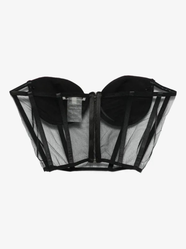 mesh-panel corset top | Farfetch Global