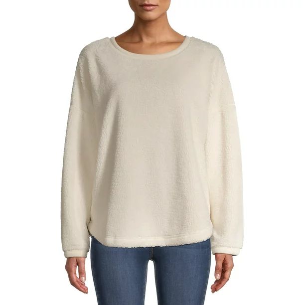 Time and Tru Women's Sherpa Crewneck Pullover | Walmart (US)