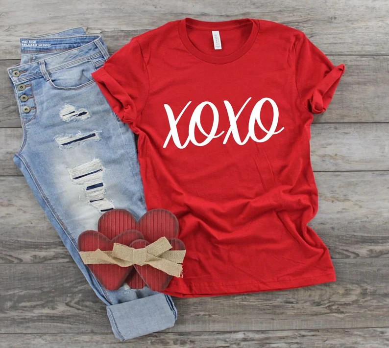 Women's VALENTINE'S DAY XOXO Limited Time Cute Holiday Love Hugs and Kisses Tee T-shirt Graphic T... | Etsy (US)
