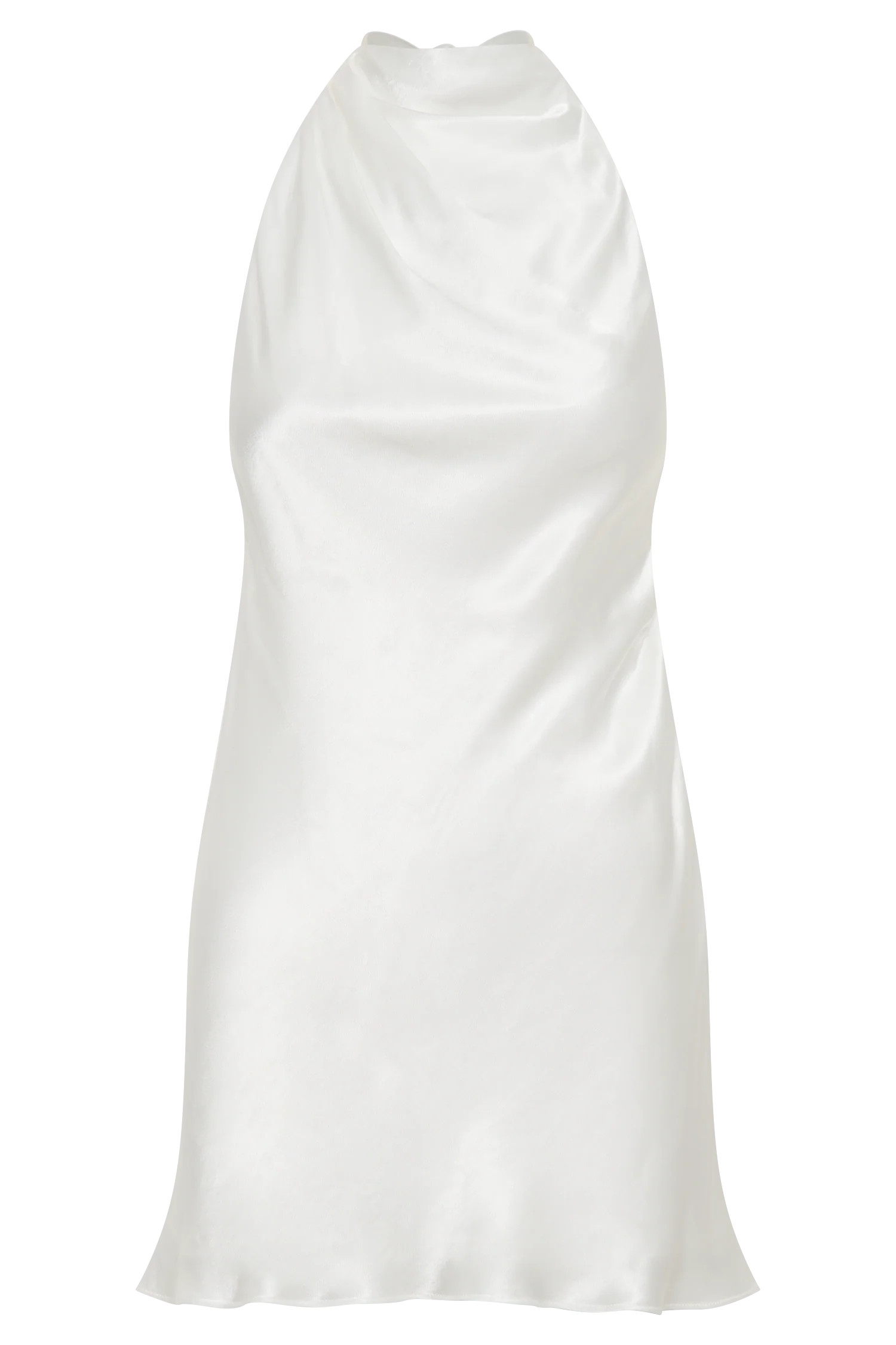 Allison Satin Halter Mini Dress - White | MESHKI US