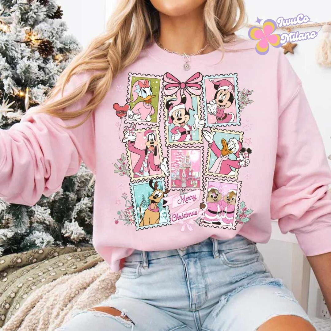 Coquette Bow Pink Mickey and Friends Santa Disney Christmas Shirt, Mickey's Very Merry Christmas ... | Etsy (US)