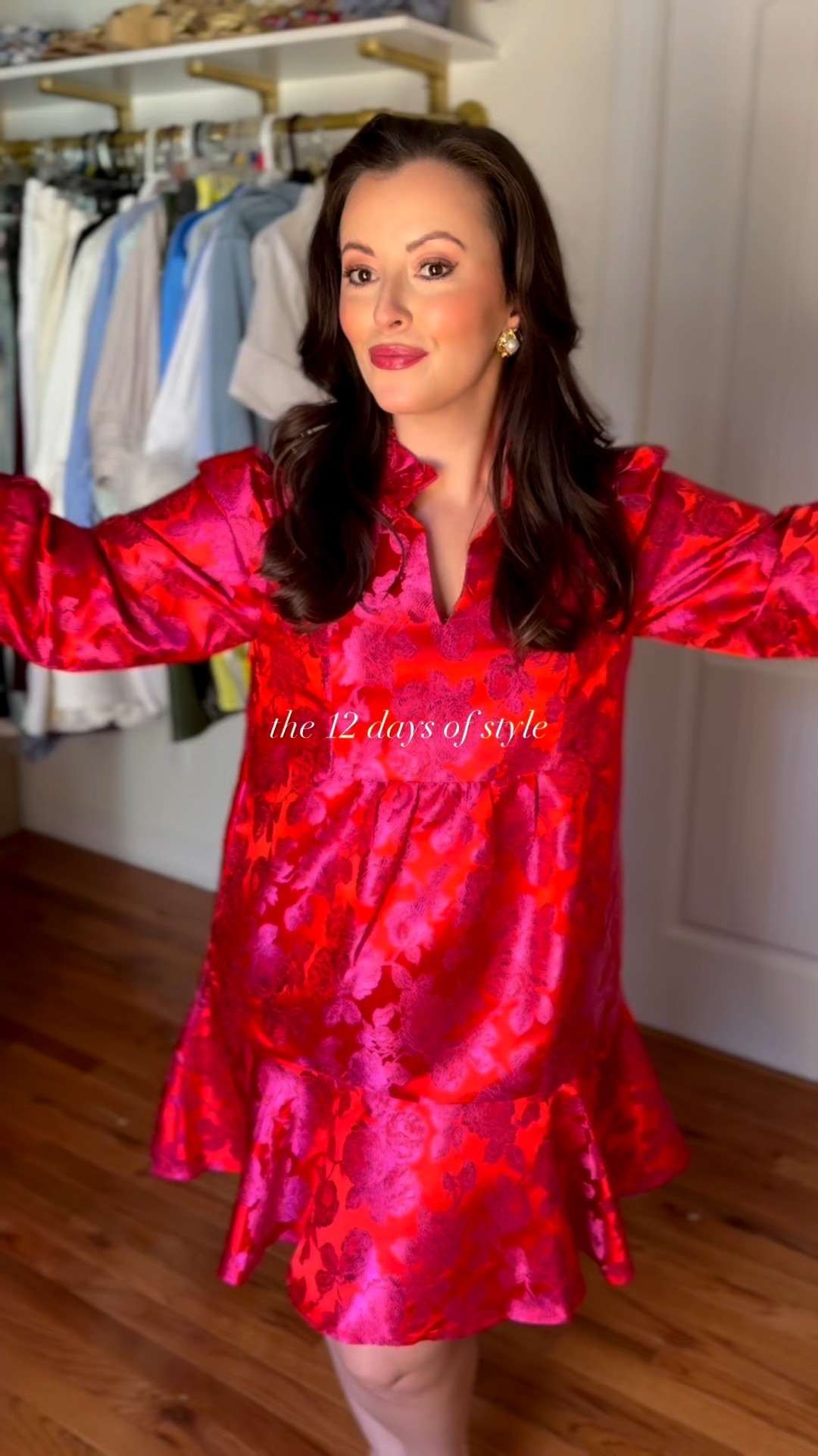 Pink and red jacquard holiday party dress!
Avara holiday party dress
This adorable pink & red combo on the festive jacquard fabric is perfect for your next Christmas party gathering!

What to wear for Christmas 
Holiday party outfit 
I’m wearing a Size small 

#LTKHoliday #LTKSeasonal