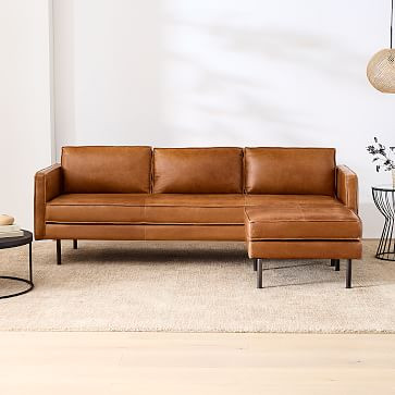 Axel Leather Reversible Sectional (89") | West Elm | West Elm (US)