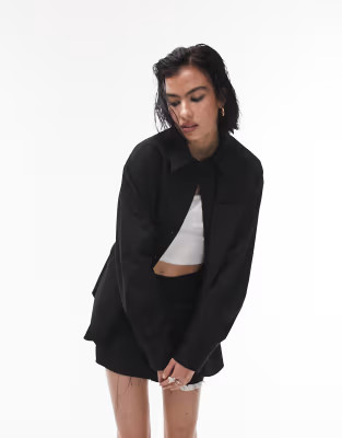 Topshop poplin tuck shirt in black  | ASOS | ASOS (Global)