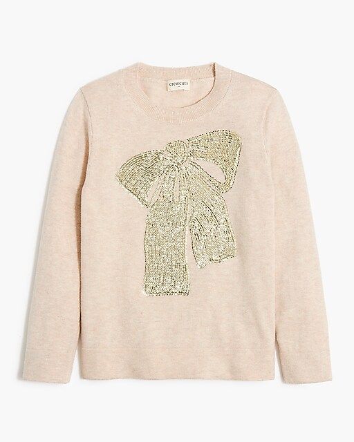 Girls' sequin bow Teddie sweater | J.Crew Factory