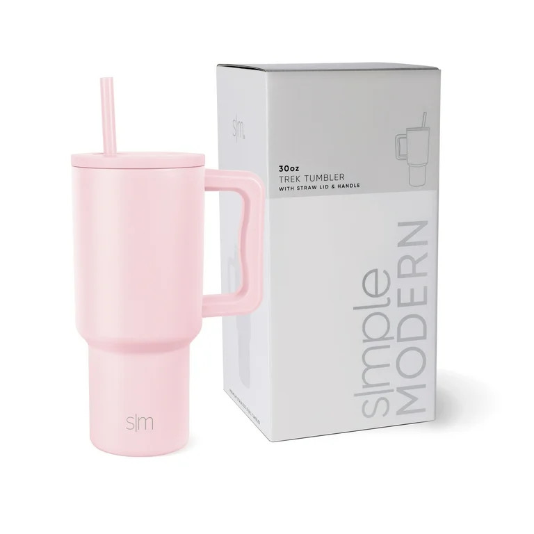 Simple Modern 30 fl oz Insulated Stainless Steel Trek Tumbler with Straw Lid | Blush | Walmart (US)