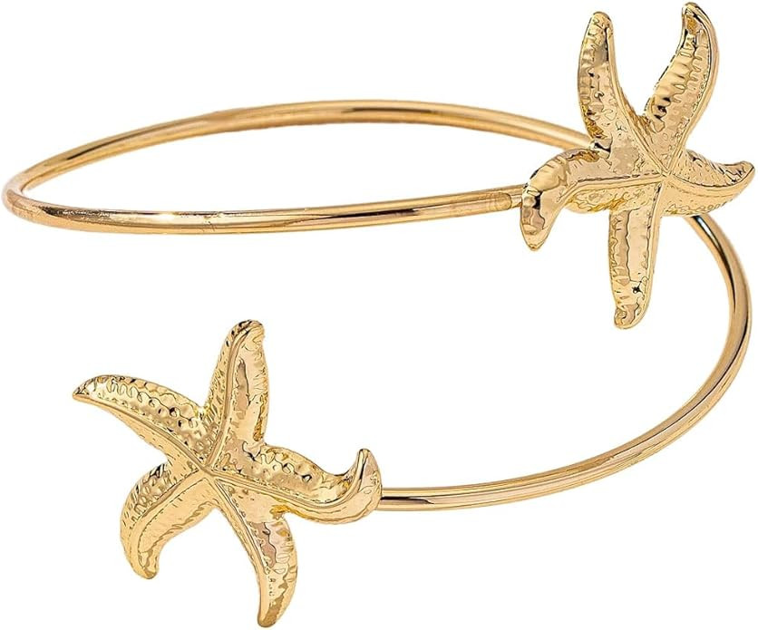 MakeMeChic Women's Swirl Arm Cuff Upper Arm Gold Open Bangle Armband Jewelry | Amazon (US)