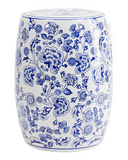 18in Ceramic Hydrangea Chinoiserie Stool | TJ Maxx