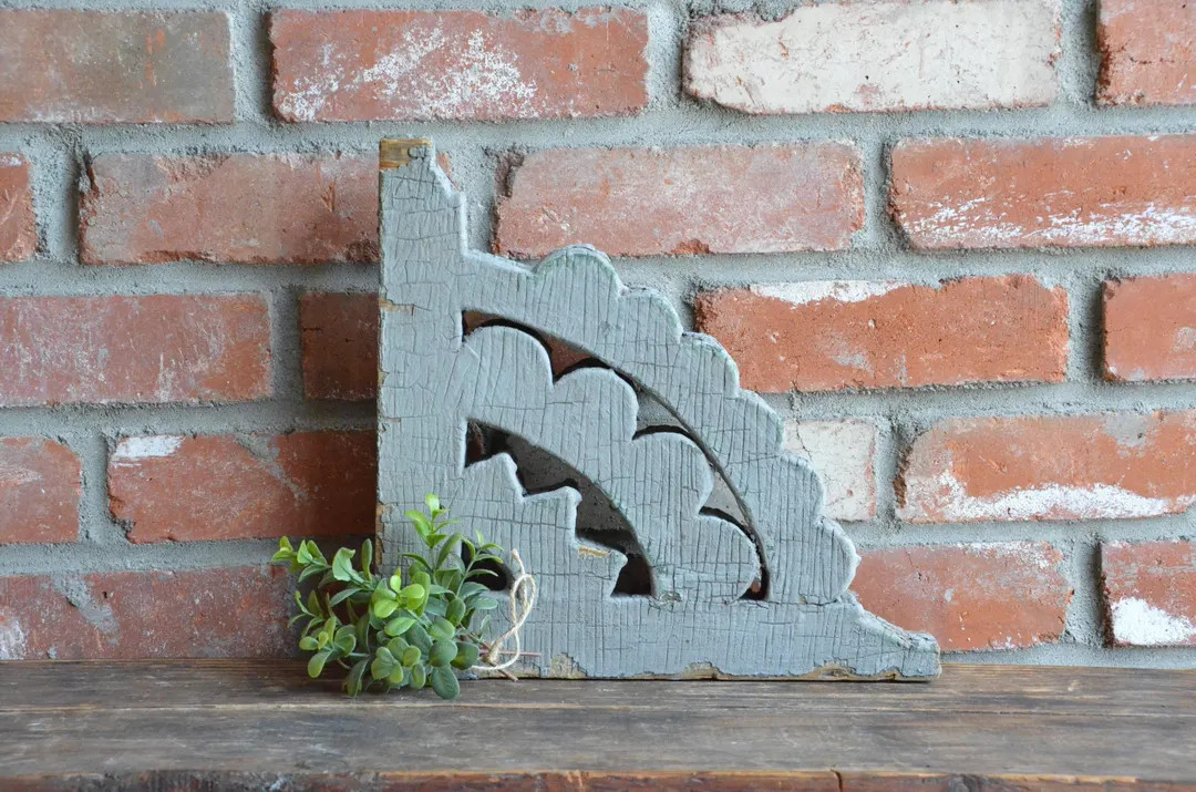Architectural Salvage Corbel - Single Wood Corbel - Gray Chippy Wood Paint - Etsy | Etsy (US)