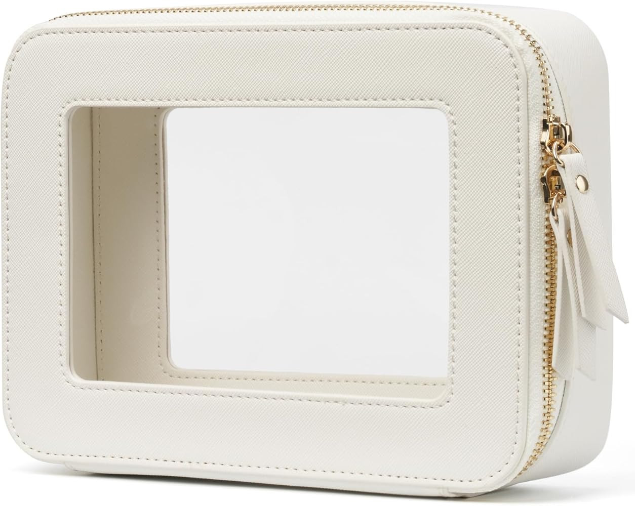 Clear Makeup Case White Toiletry Bag Travel Medium Clear Cosmetic Bag with Zipper, Small Make Up ... | Amazon (US)