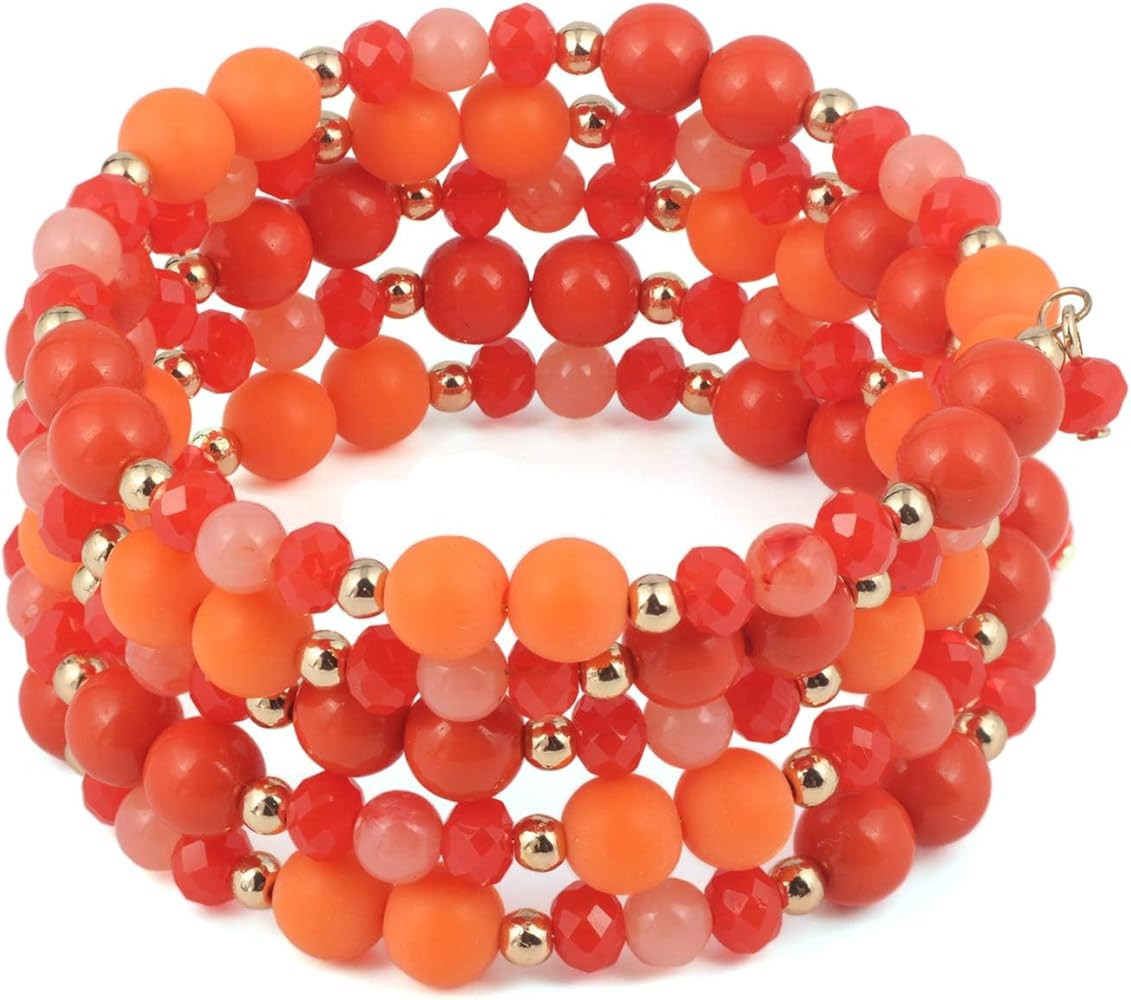 Coiris Multi Layers Statement Yellow Beaded Bracelet Adjustable Strand Bangle Bracelet for Women | Amazon (US)