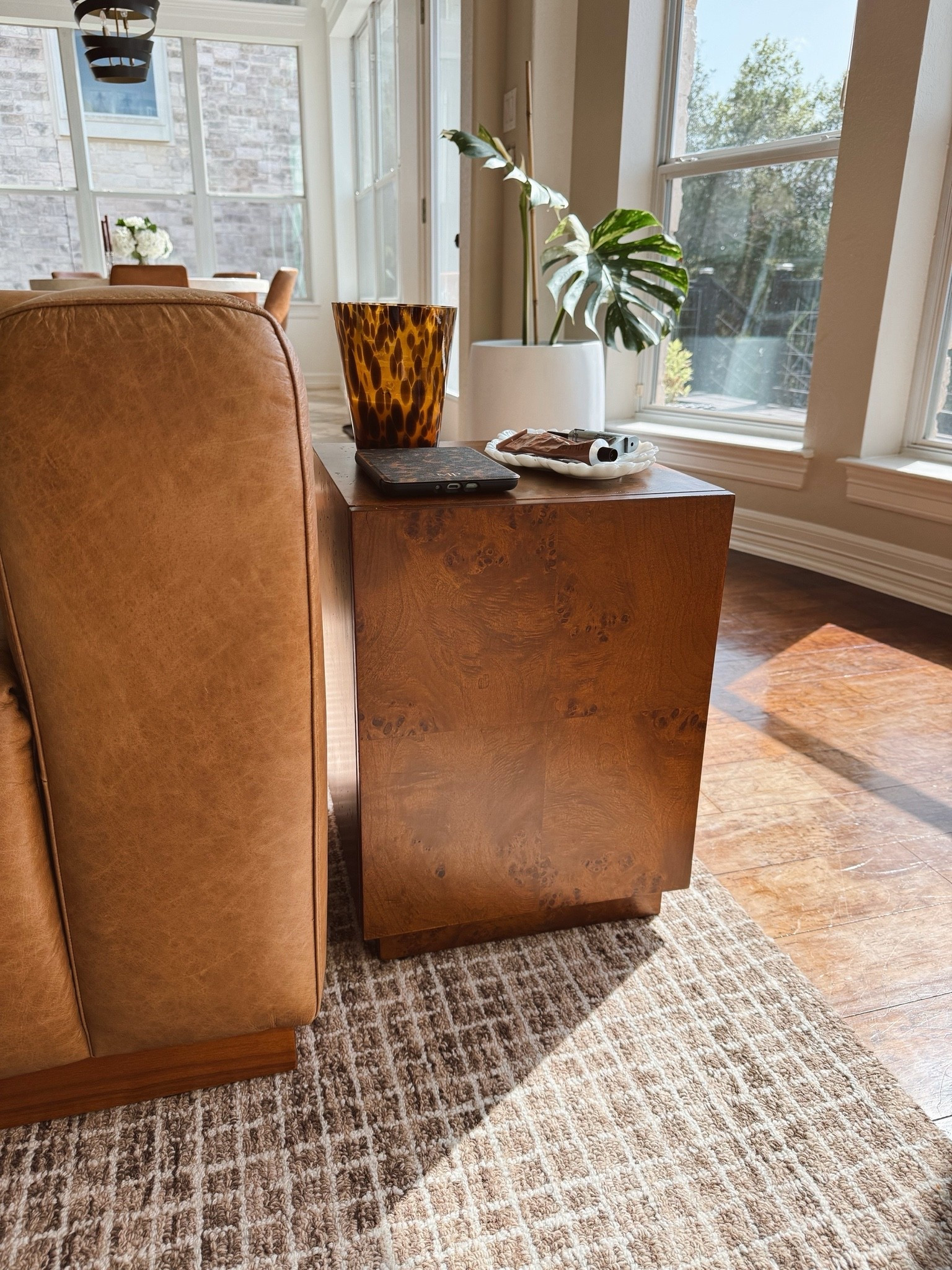 The perfect side table from @hernest 🤎 the color of the burl wood matches my western aesthetic perfectly, I love the hidden storage to hide my remotes, and height is perfect for a candle and my wine glass in the evenings. 

#livingroomdetails #austinhomes #hernesthomedecor #livewithhernest #westernhomedecor

#LTKHome #LTKSeasonal