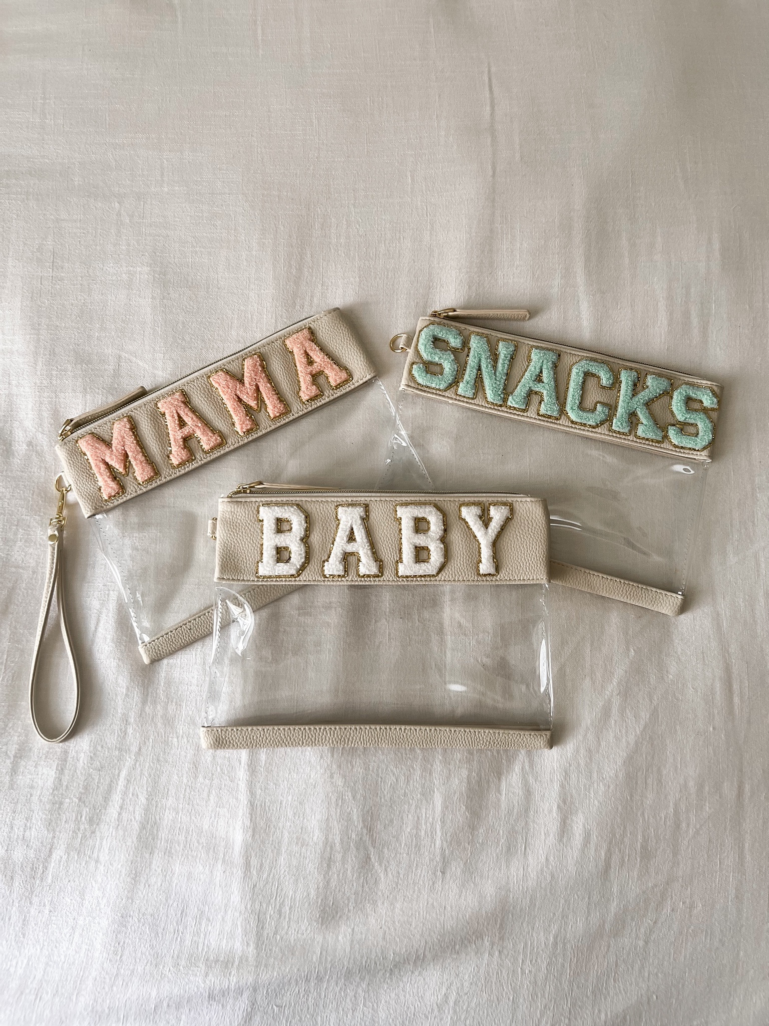 Diaper bag organizer bags, diaper bag essentials, Amazon find, Amazon baby, boy mom, chenille letter pouches, diaper clutch, snack bag, baby shower gift

 Comes with 3 removable wrist straps 

#LTKbaby #LTKkids #LTKtravel