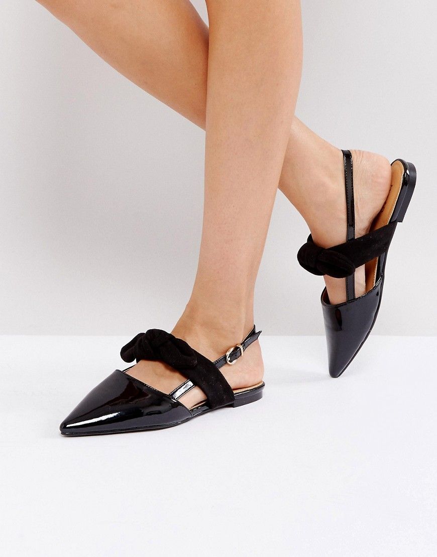 RAID Kailey Black Knotted Cross Strap Flat Shoes - Black | ASOS US