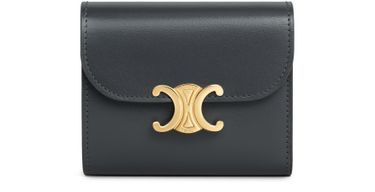 Triomphe Small Flap Wallet In Shiny Calfskin - CELINE | 24S US