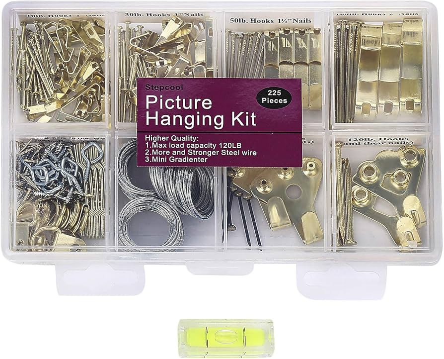 Picture Hangers, Picture Hanging Kit, 225pcs Heavy Duty Frame Hooks Hardware with Nails, Hanging ... | Amazon (US)