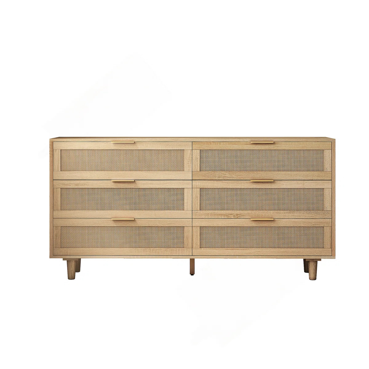 Abagayle 59'' Wide 6 - Drawer Dresser Rattan Bedroom Dresser Wood Dresser | Wayfair North America