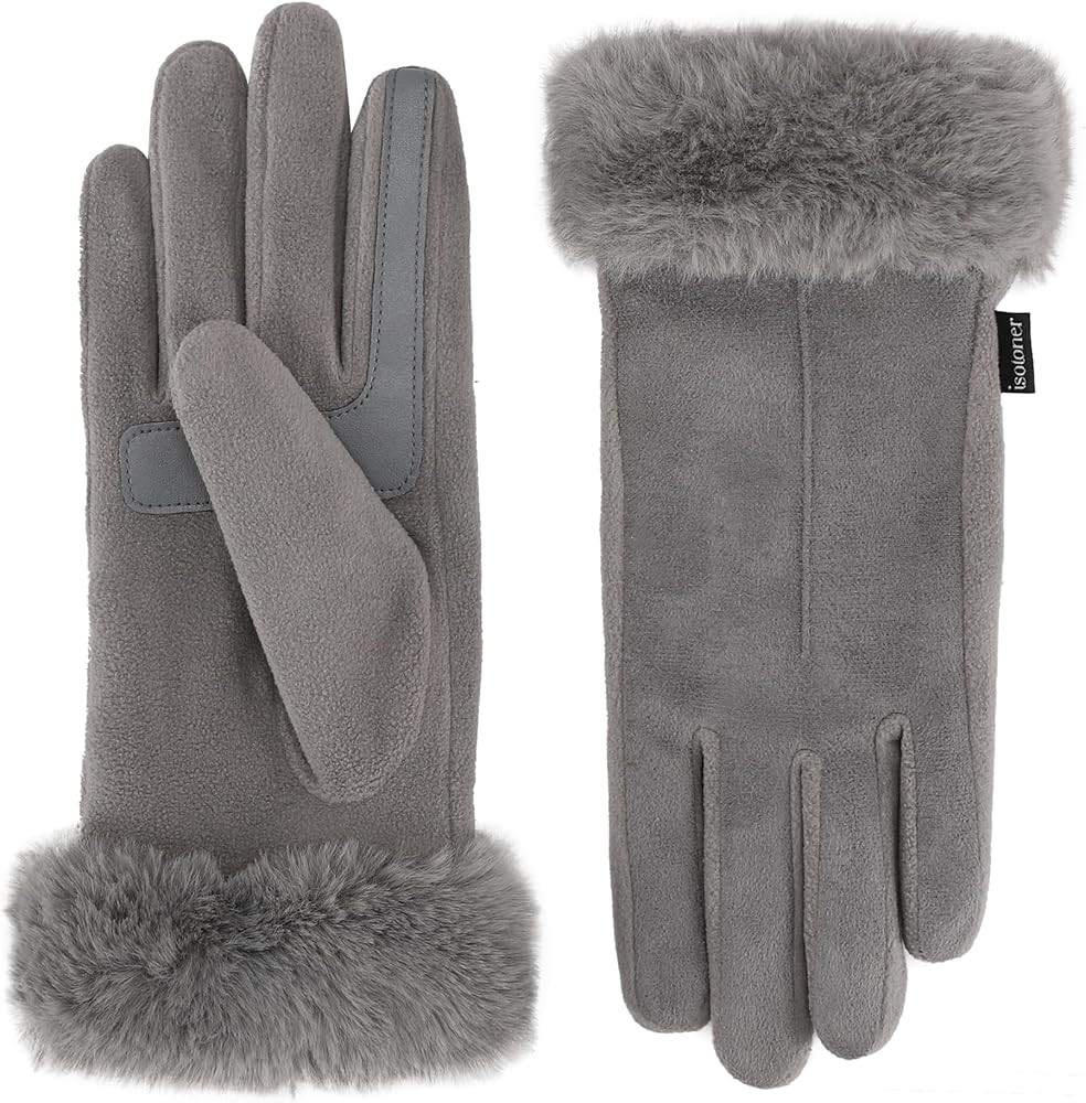 isotoner womens Water Repellent Touchscreen Stretch Mya Faux Fur Cuff Gloves | Amazon (US)