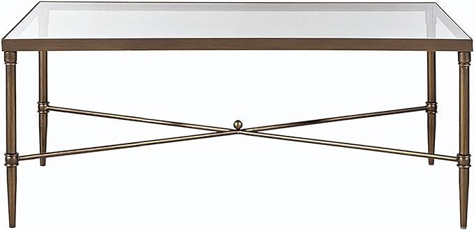 MADISON PARK SIGNATURE Park Porter Accent Tables Rectangular Tempered Glass Tabletop with Metal F... | Amazon (US)
