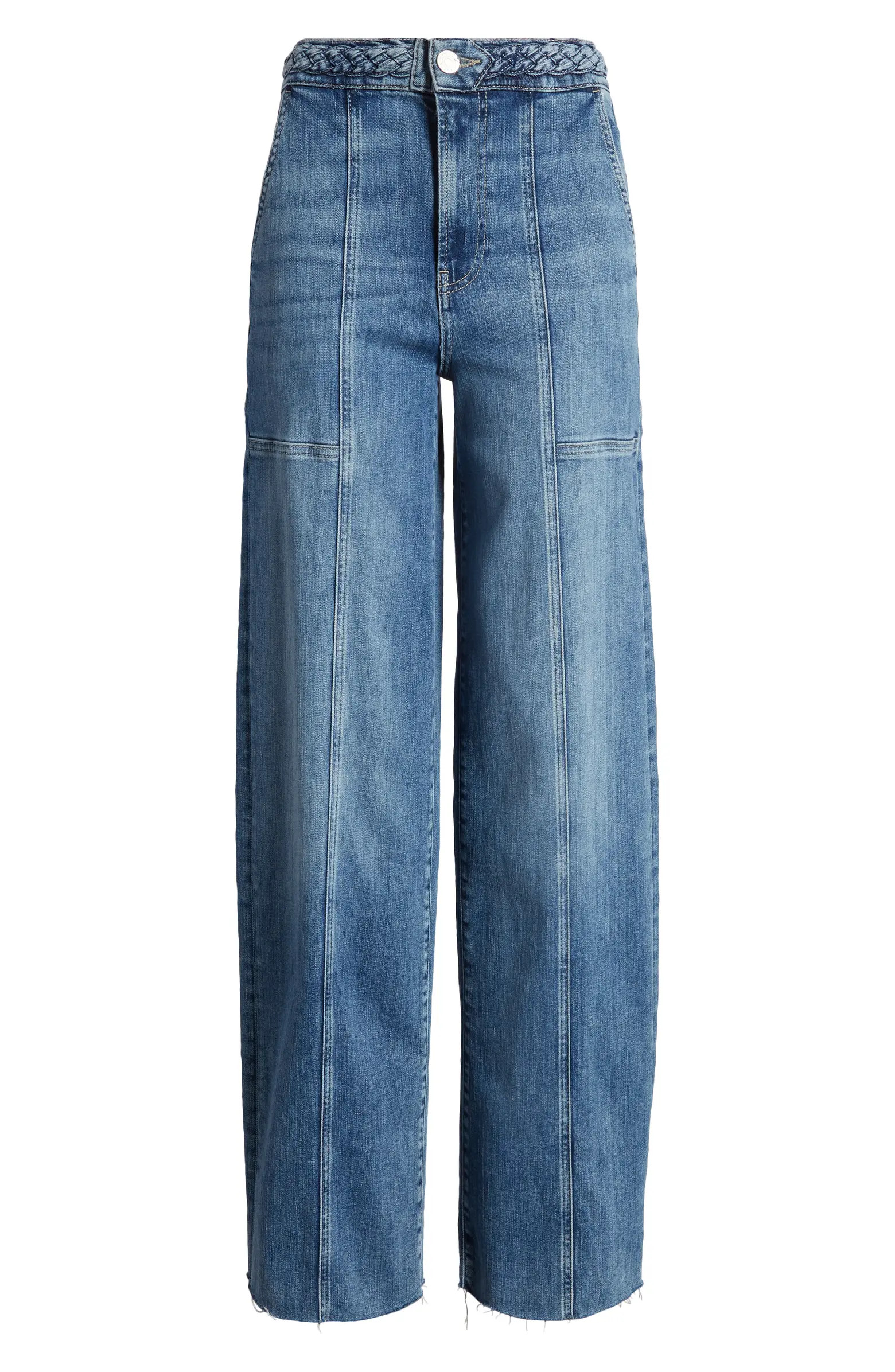 Braided Waistband Wide Leg Jeans | Nordstrom