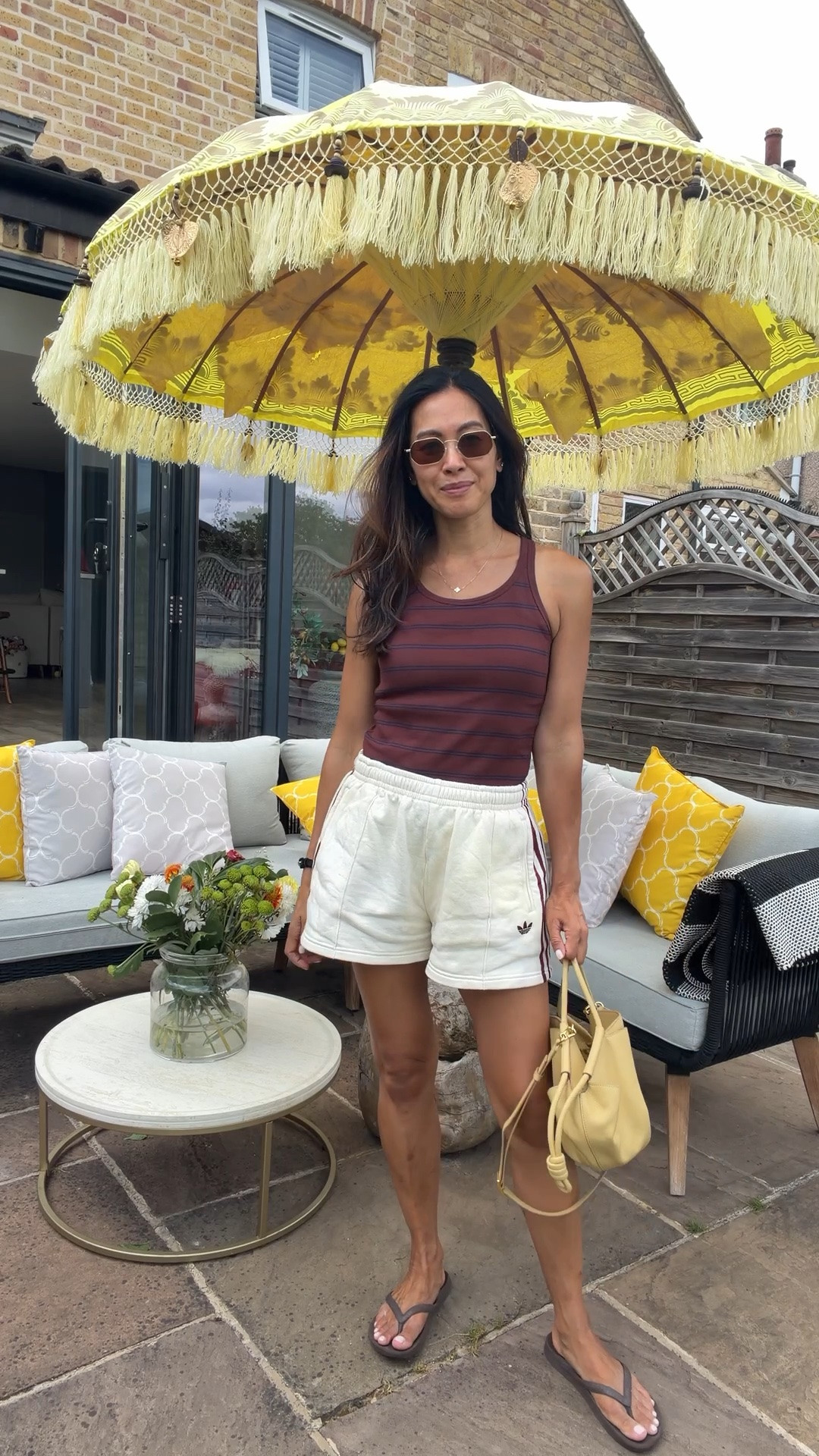 Sunday fit. Wearing Uniqlo strip built in bra vest size small. Adidas shorts, arches flip flops, uniglo sunnies.

#LTKsummer #LTKuk #LTKeurope
