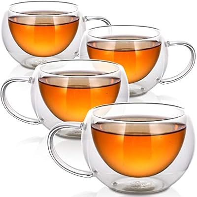 Teabloom Modern Classic Insulated Cups - Double Walled Glass Cups for Tea or Coffee - 6oz / 200ml... | Amazon (US)